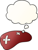 cartoon repaired liver with thought bubble in smooth gradient style png