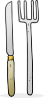 hand drawn cartoon knife and fork png