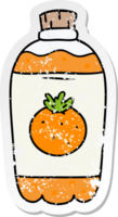 hand dragen bedrövad klistermärke tecknad serie klotter av orange pop- png