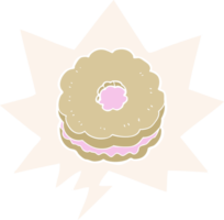 cartoon biscuit with speech bubble in retro style png