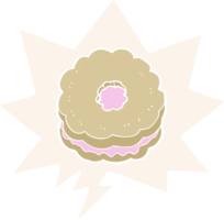 dessin animé biscuit avec discours bulle dans rétro style png