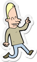 sticker of a cartoon happy man pointing png