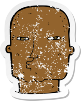 retro distressed sticker of a cartoon bald tough guy png