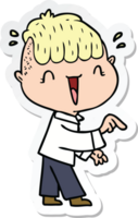 sticker of a cartoon happy boy surprised png