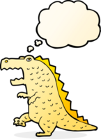 tekenfilm dinosaurus met gedachte bubbel png