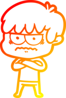 calentar degradado línea dibujo de un irritado dibujos animados chico png