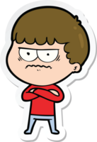 sticker of a cartoon annoyed man png