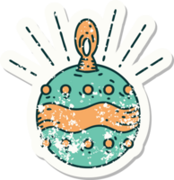 worn old sticker of a tattoo style christmas ornament png