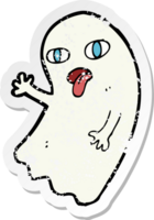 adesivo retrô angustiado de um fantasma de desenho animado engraçado png