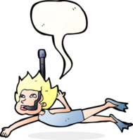 cartoon swimmer with snorkel with speech bubble png