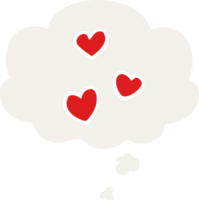 cartoon love heart with thought bubble in retro style png