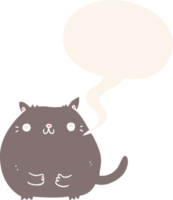 cartoon cat with speech bubble in retro style png