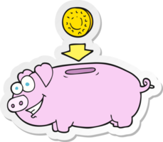 sticker of a cartoon piggy bank png