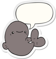 cartoon whale with speech bubble sticker png
