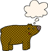cartoon bear with thought bubble in comic book style png