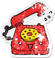 distressed sticker of a cute cartoon telephone png