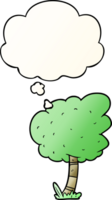 cartoon tree with thought bubble in smooth gradient style png