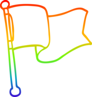 rainbow gradient line drawing of a cartoon white flag waving png