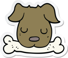 autocollant d'un chien de dessin animé avec os png