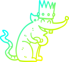 cold gradient line drawing of a cartoon rat king laughing png