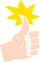 flat color illustration cartoon thumbs up symbol png