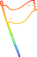 rainbow gradient line drawing of a cartoon waving flag png