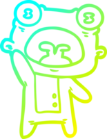 cold gradient line drawing of a cartoon weird alien waving png