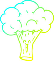 cold gradient line drawing of a cartoon broccoli png