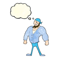 cartoon manly sailor man with thought bubble png