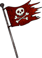 hand- getrokken getextureerde tekenfilm tekening van een piraten vlag png