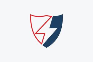 Flash Thunderbolt in Shield Electric Security Logo. Flat Logo Design Template Element. vector