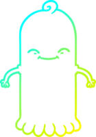 cold gradient line drawing of a cartoon ghost png