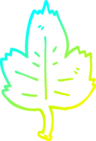 cold gradient line drawing of a cartoon leaf png