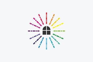 Colorful Rainbow House Color Decoration, Home Paint Logo Design Template vector