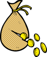 cartoon money in bag png