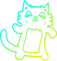 cold gradient line drawing of a cartoon dancing cat png