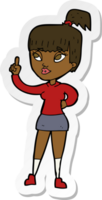 sticker of a cartoon attractive girl with idea png