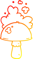 warm gradient line drawing of a cartoon mushroom with spore cloud png