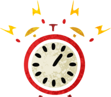 rétro illustration style dessin animé de une sonnerie alarme l'horloge png