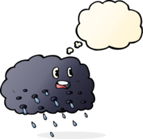 nuage de pluie de dessin animé avec bulle de pensée png