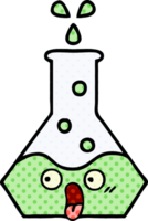 comic book style cartoon of a science beaker png