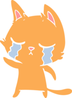 crying flat color style cartoon cat pointing png