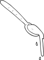 hand drawn black and white cartoon spoonful png