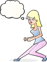 Cartoon verrückte Tänzerin mit Gedankenblase png