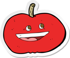 pegatina de una manzana feliz de dibujos animados png