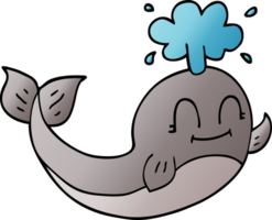 dessin animé doodle d'une baleine heureuse png