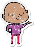 distressed sticker of a cartoon bald man png