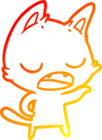 warm gradient line drawing of a talking cat cartoon png