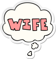 cartoon word with thought bubble as a printed sticker png