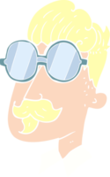 flat color illustration of man with mustache and spectacles png